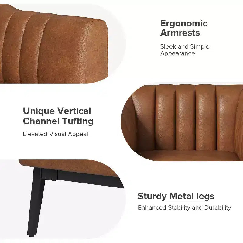 Carsten Industry 30 Wide Faux Leather Chair with Metal Leg|HULALA HOME-CAMEL