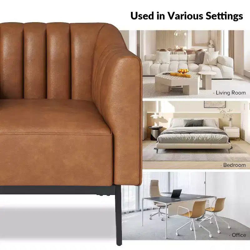 Carsten Industry 30 Wide Faux Leather Chair with Metal Leg|HULALA HOME-CAMEL
