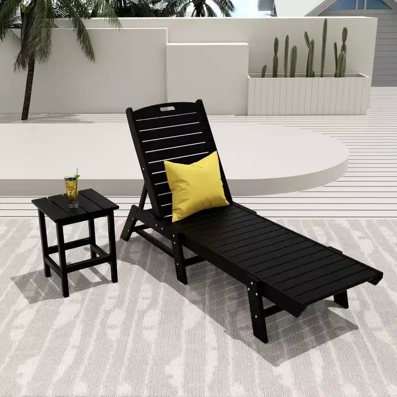 WestinTrends Ensemble de 2 chaises longues de patio en polythène avec table d'appoint