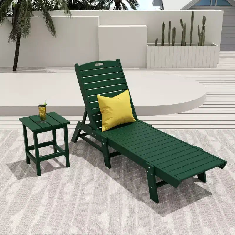 WestinTrends Ensemble de 2 chaises longues de patio en polythène avec table d'appoint
