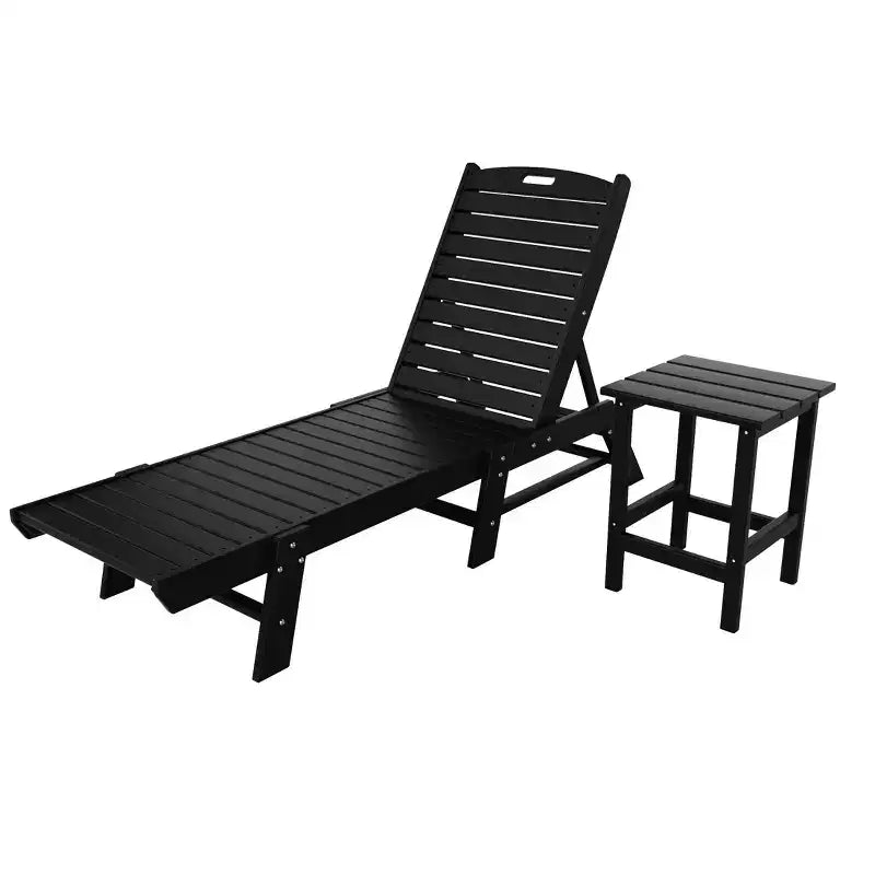 WestinTrends Ensemble de 2 chaises longues de patio en polythène avec table d'appoint