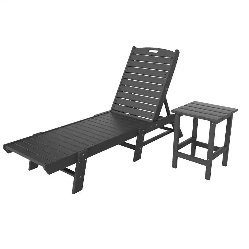 WestinTrends Ensemble de 2 chaises longues de patio en polythène avec table d'appoint