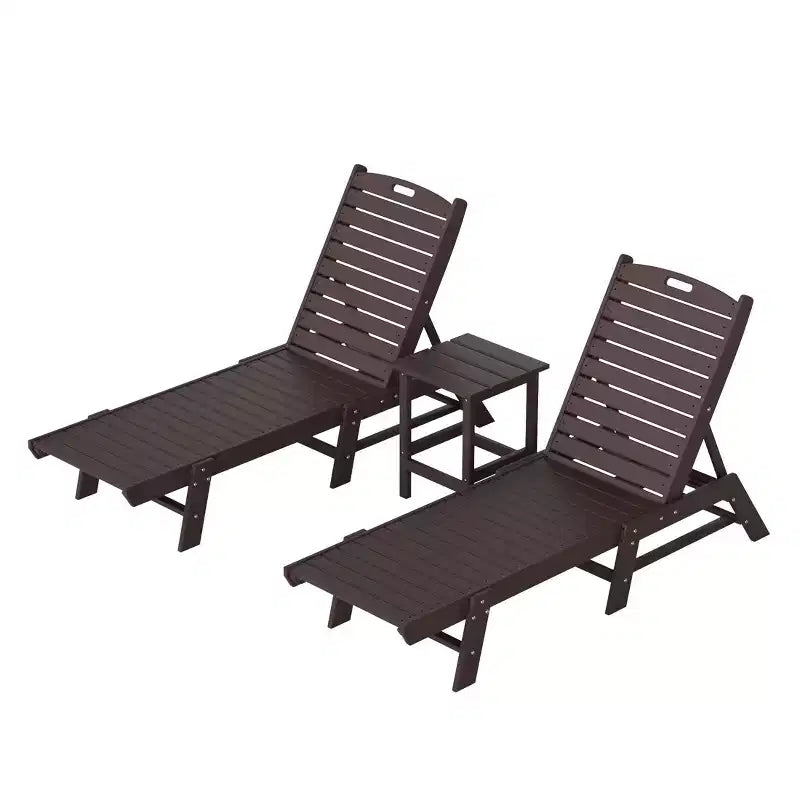 WestinTrends Ensemble de 3 pièces : chaise longue d'extérieur en polyéthylène avec table d'appoint
