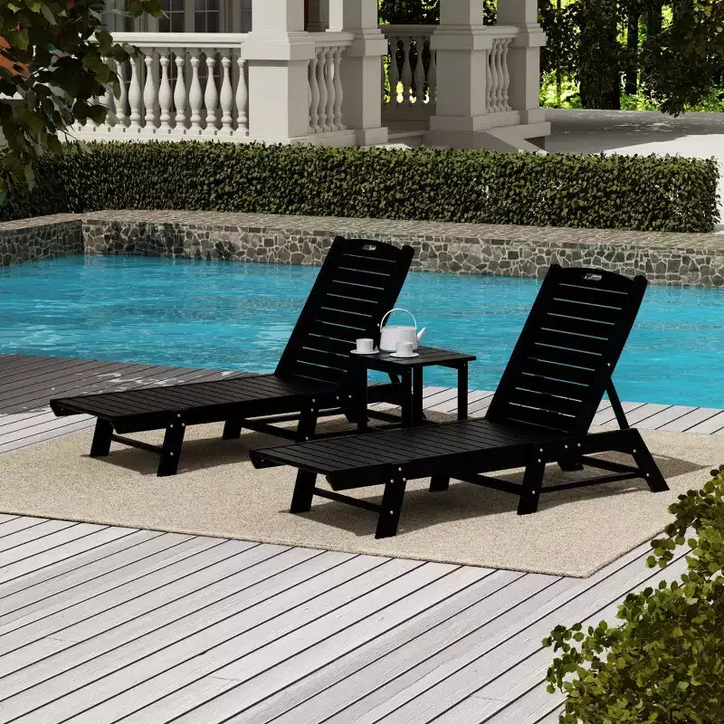 WestinTrends Ensemble de 3 pièces : chaise longue d'extérieur en polyéthylène avec table d'appoint