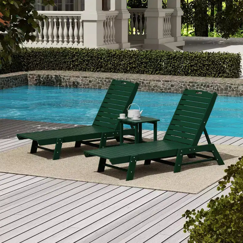 WestinTrends Ensemble de 3 pièces : chaise longue d'extérieur en polyéthylène avec table d'appoint