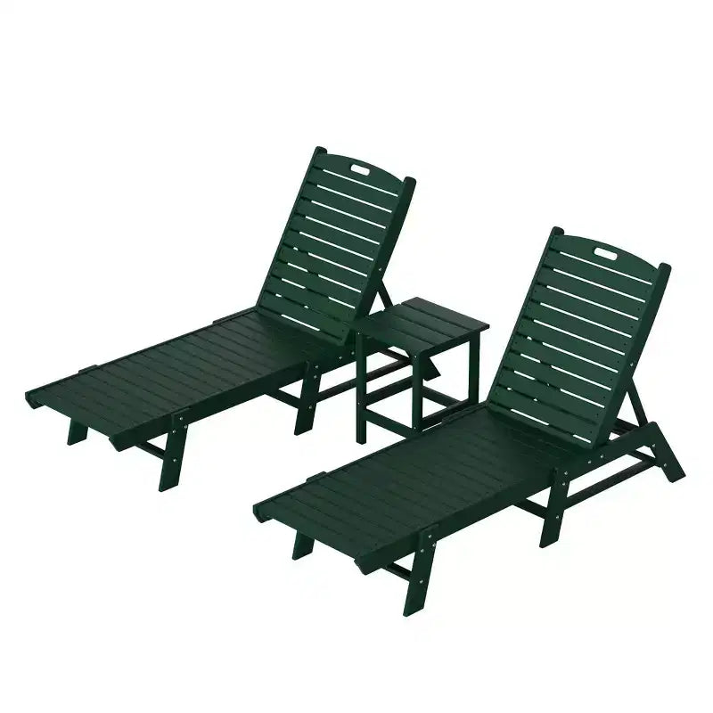 WestinTrends Ensemble de 3 pièces : chaise longue d'extérieur en polyéthylène avec table d'appoint