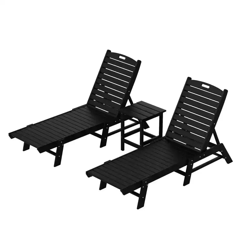 WestinTrends Ensemble de 3 pièces : chaise longue d'extérieur en polyéthylène avec table d'appoint