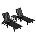 WestinTrends 3 Pieces Poly Outdoor Patio Chaise Lounge Chair with Side Table Set