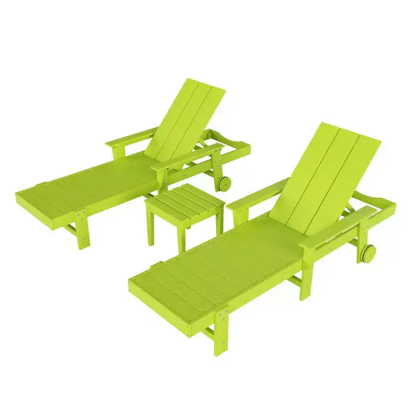 Ensemble de chaises longues inclinables modernes WestinTrends Ashore en polyéthylène avec table d'appoint