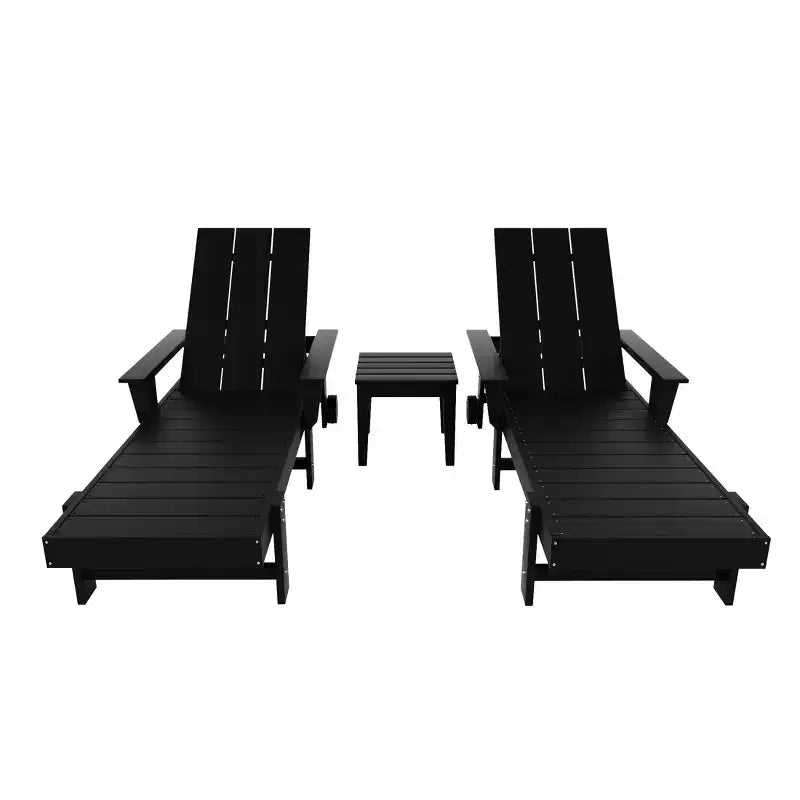 Ensemble de chaises longues inclinables modernes WestinTrends Ashore en polyéthylène avec table d'appoint