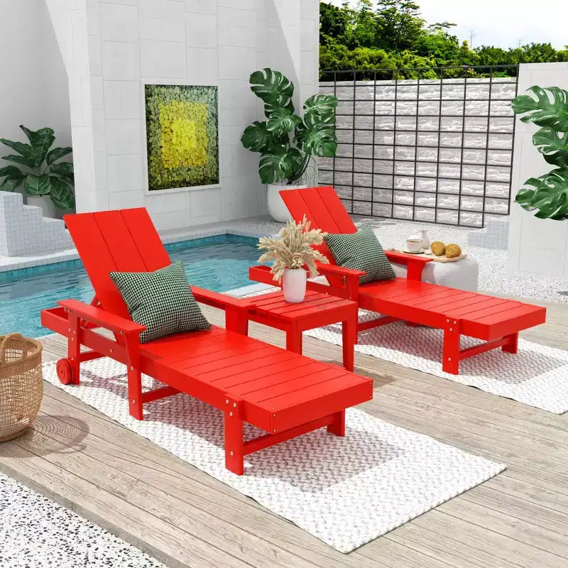 Ensemble de chaises longues inclinables modernes WestinTrends Ashore en polyéthylène avec table d'appoint