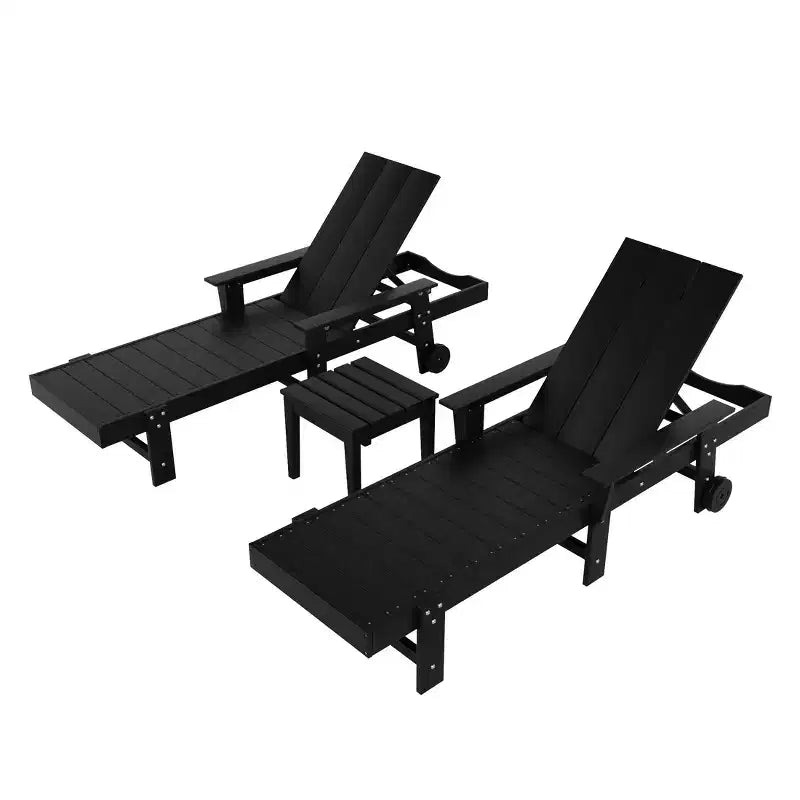 Ensemble de chaises longues inclinables modernes WestinTrends Ashore en polyéthylène avec table d'appoint