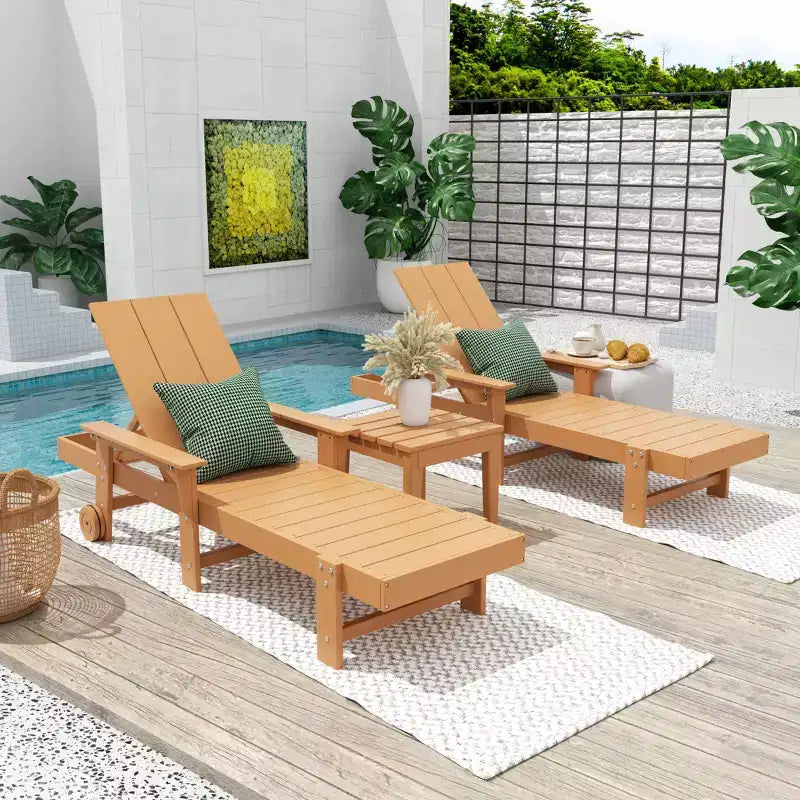 Ensemble de chaises longues inclinables modernes WestinTrends Ashore en polyéthylène avec table d'appoint