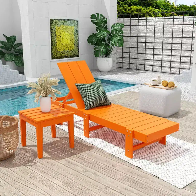 WestinTrends Ashore Chaise Longue Inclinable Moderne en Poly avec Roues et Table d'appoint incluse