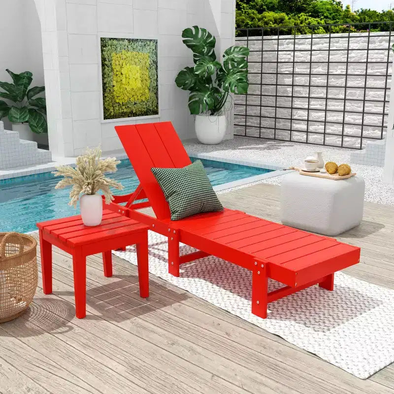 WestinTrends Ashore Chaise Longue Inclinable Moderne en Poly avec Roues et Table d'appoint incluse
