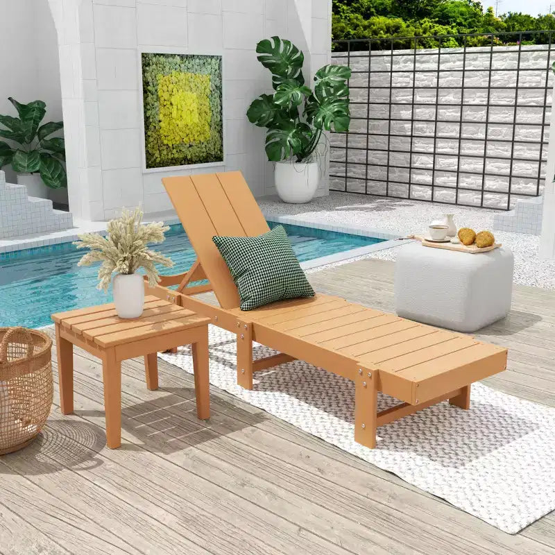 WestinTrends Ashore Chaise Longue Inclinable Moderne en Poly avec Roues et Table d'appoint incluse