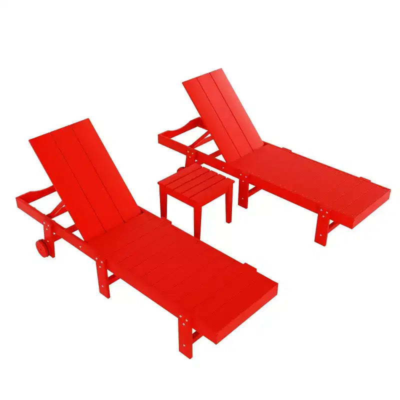 WestinTrends Ashore Lot de 2 chaises longues modernes en polyéthylène inclinables avec roues et 1 table d'appoint