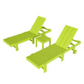 WestinTrends Ashore Lot de 2 chaises longues modernes en polyéthylène inclinables avec roues et 1 table d'appoint