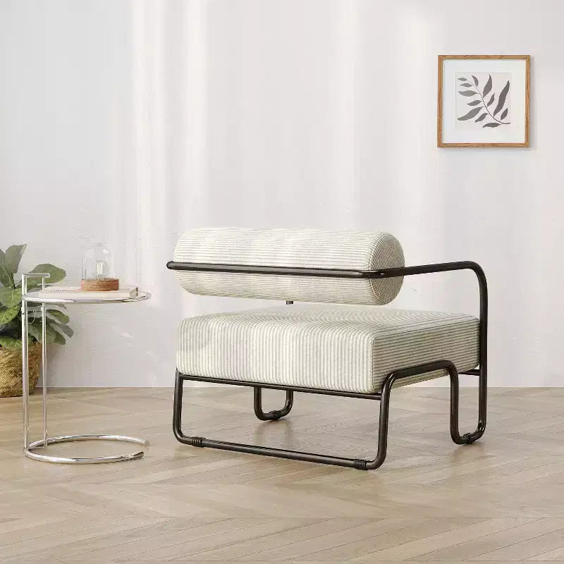 27 Modern Iron Accent Chair , Comfy Lazy Armchair for Living Room and Bedroom 4A - ModernLuxe