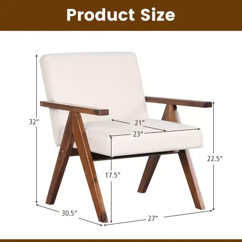 Costway Fauteuil moderne 1 place en lin avec cadre en bois d'acacia massif beige/gris