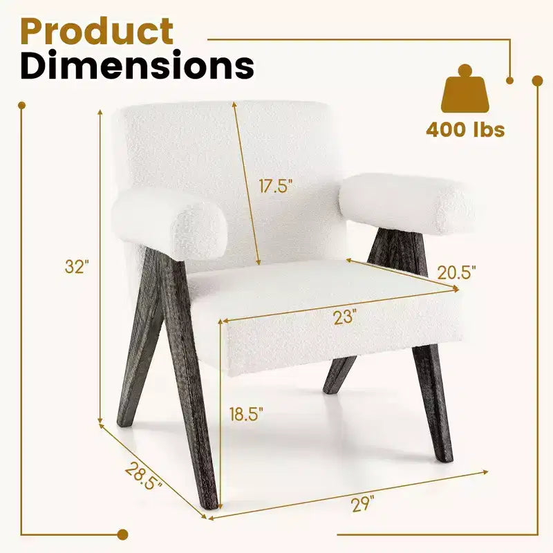 Costway 1/2 PCS Upholstered Armchair Modern Accent Chair with Natural Rubber Wood Legs