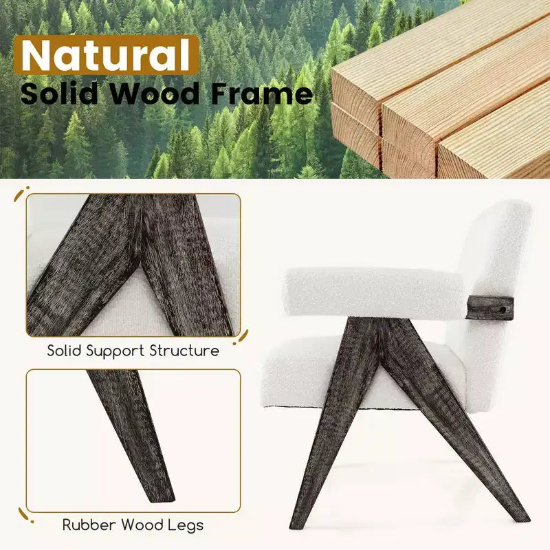 Costway 1/2 PCS Upholstered Armchair Modern Accent Chair with Natural Rubber Wood Legs