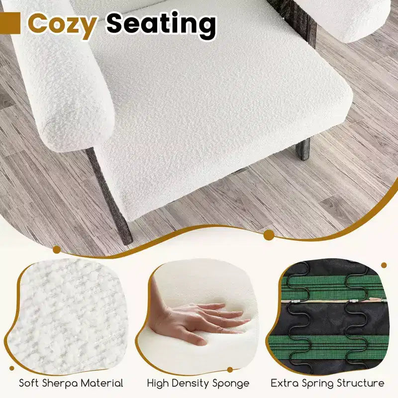 Costway 1/2 PCS Upholstered Armchair Modern Accent Chair with Natural Rubber Wood Legs