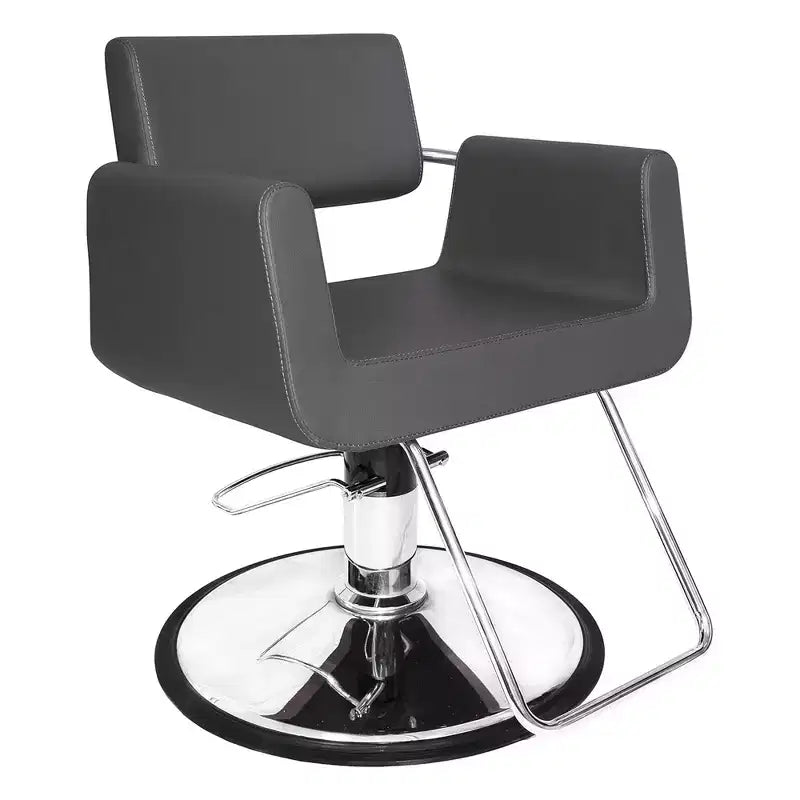 Chromium Brooklyn Professional Salon Styling Chair with High Density Foam Cushions and Steel Construction for Hair Cutting, Styling, and Perms, Gray