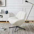 HOMLUX Modern Swivel Accent Chair Fabric Upholstered Lounge Chairs with Metal Legs Armless Sofa Chairs for Living Room&Bedroom,Off White