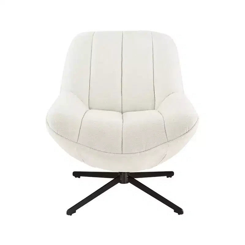 HOMLUX Modern Swivel Accent Chair Fabric Upholstered Lounge Chairs with Metal Legs Armless Sofa Chairs for Living Room&Bedroom,Off White