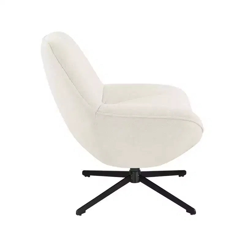 HOMLUX Modern Swivel Accent Chair Fabric Upholstered Lounge Chairs with Metal Legs Armless Sofa Chairs for Living Room&Bedroom,Off White