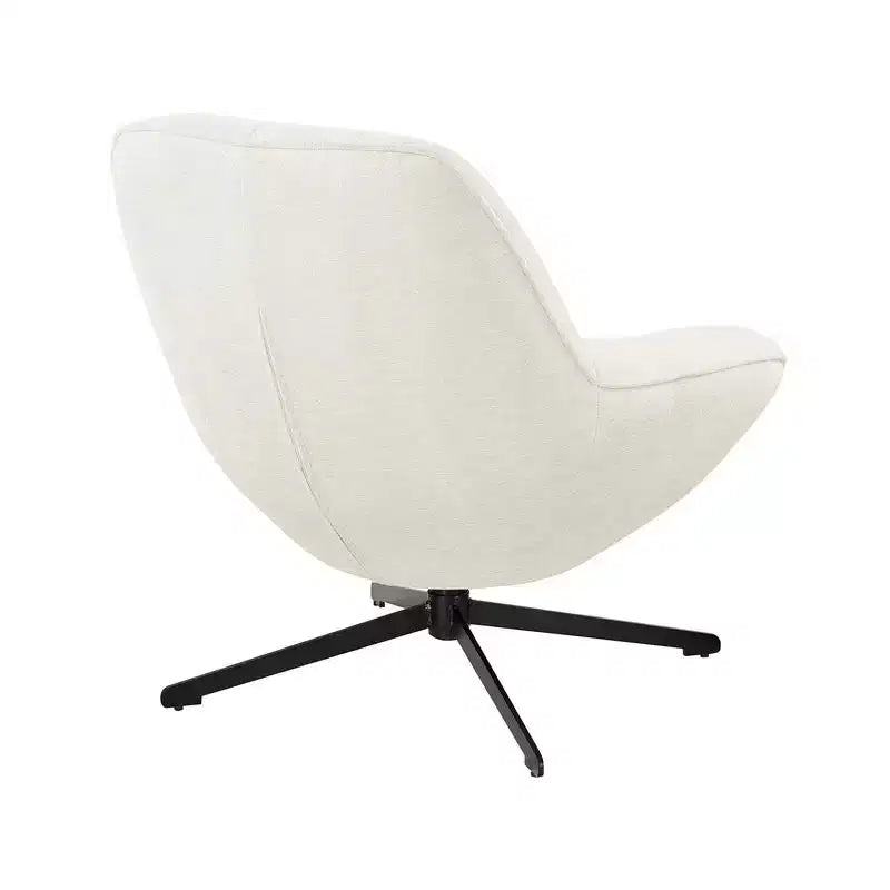 HOMLUX Modern Swivel Accent Chair Fabric Upholstered Lounge Chairs with Metal Legs Armless Sofa Chairs for Living Room&Bedroom,Off White