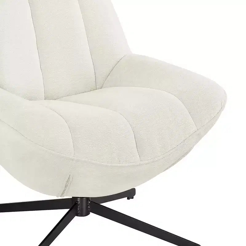 HOMLUX Modern Swivel Accent Chair Fabric Upholstered Lounge Chairs with Metal Legs Armless Sofa Chairs for Living Room&Bedroom,Off White