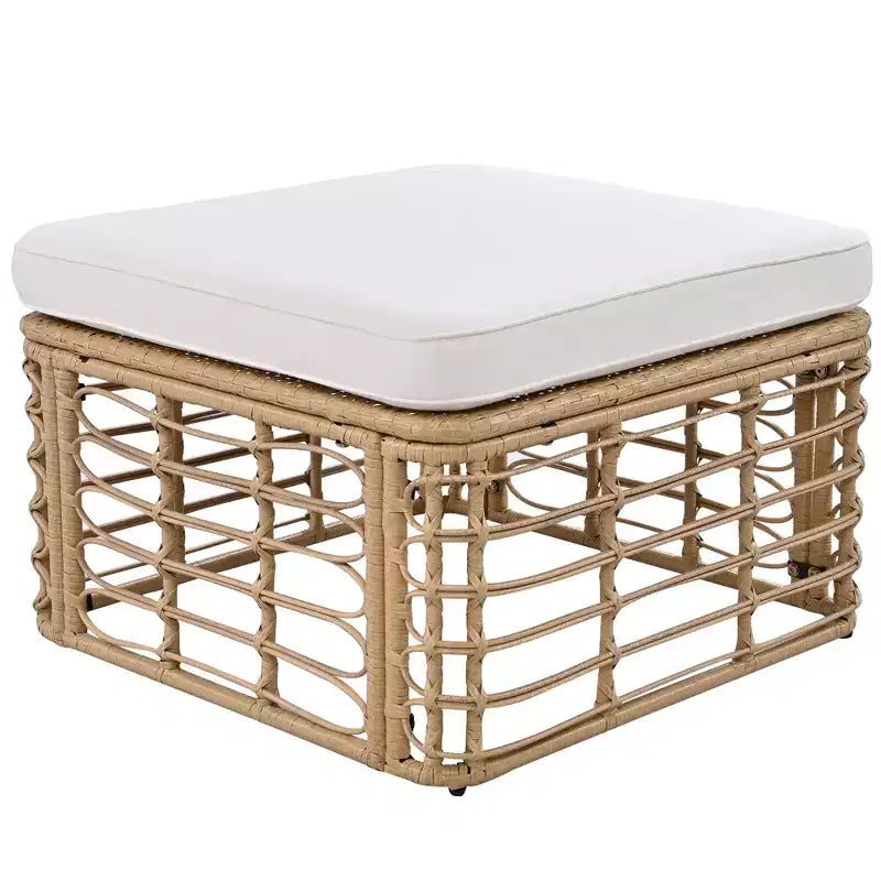 Ensemble de canapé sectionnel en rotin de 7 pièces pour patio extérieur, ensembles de conversation librement combinables avec table basse 4W, gris/beige - ModernLuxe