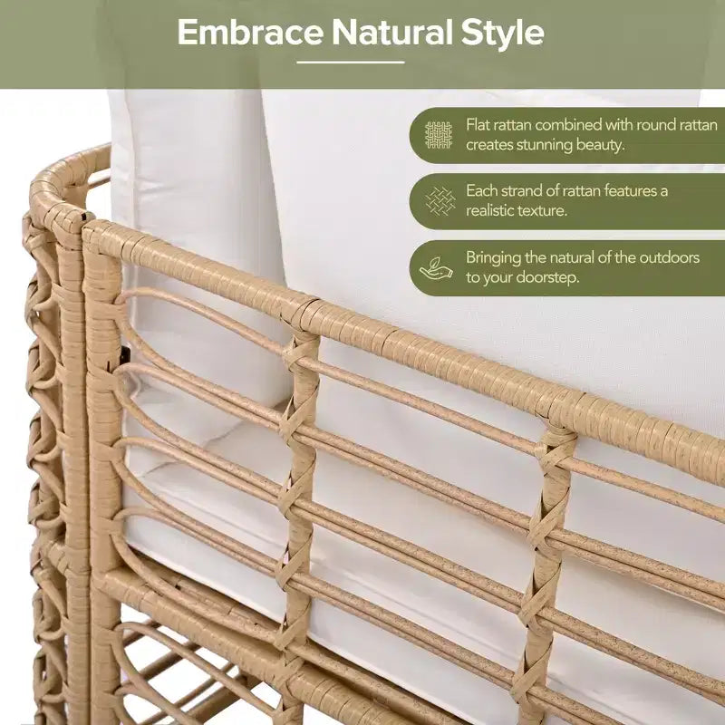 Ensemble de canapé sectionnel en rotin de 7 pièces pour patio extérieur, ensembles de conversation librement combinables avec table basse 4W, gris/beige - ModernLuxe