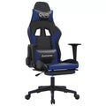 vidaXL Adjustable Gaming Chair with Footrest and Massage Function - Black&Blue Faux Leather