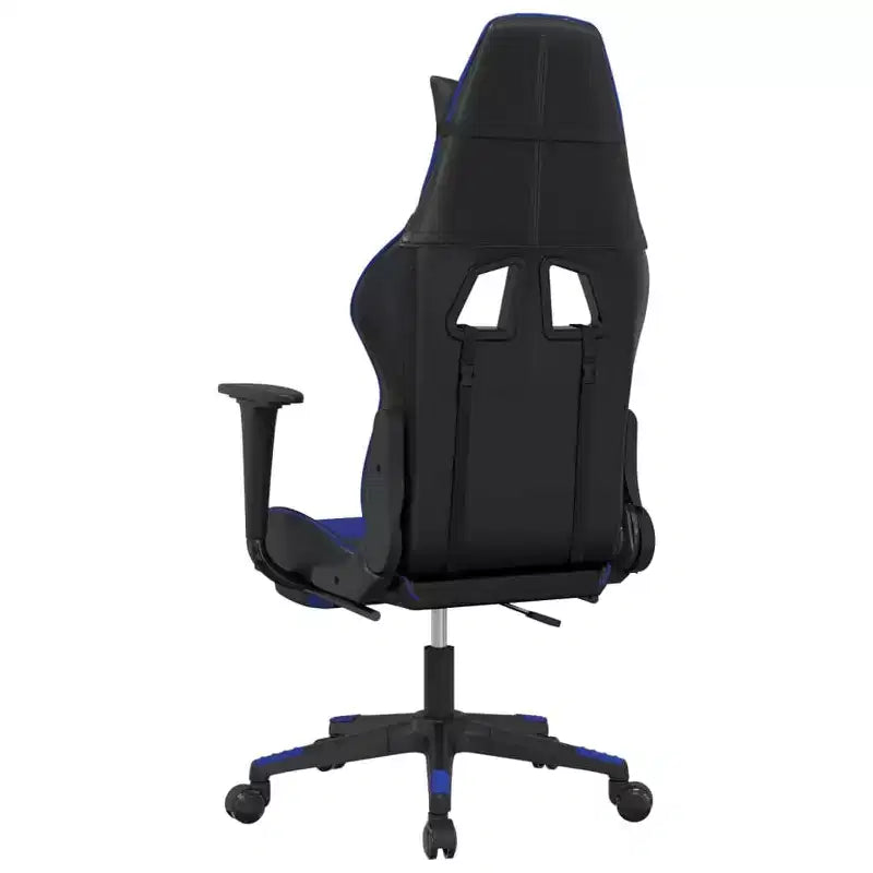 vidaXL Adjustable Gaming Chair with Footrest and Massage Function - Black&Blue Faux Leather
