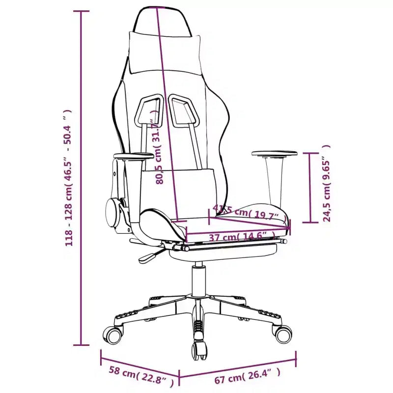 vidaXL Adjustable Gaming Chair with Footrest and Massage Function - Black&Blue Faux Leather