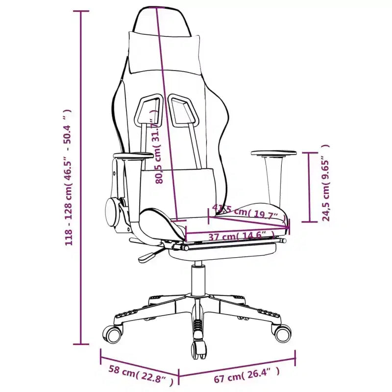 vidaXL Chaise de jeu réglable - Noir et gris, similicuir, conception ergonomique, pivotante à 360 degrés, roulettes, dossier inclinable et repose-pieds
