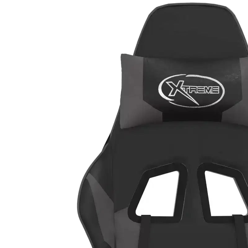vidaXL Chaise de jeu réglable - Noir et gris, similicuir, conception ergonomique, pivotante à 360 degrés, roulettes, dossier inclinable et repose-pieds