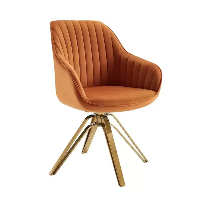 Fauteuil d'appoint pivotant à 360° HOMLUX Pyramid, style milieu de siècle, revêtu de velours confortable - Pieds plaqués or pour chambre, bureau, salle à manger