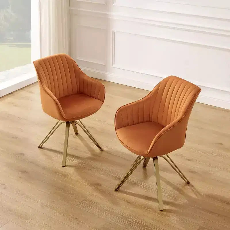 Fauteuil d'appoint pivotant à 360° HOMLUX Pyramid, style milieu de siècle, revêtu de velours confortable - Pieds plaqués or pour chambre, bureau, salle à manger