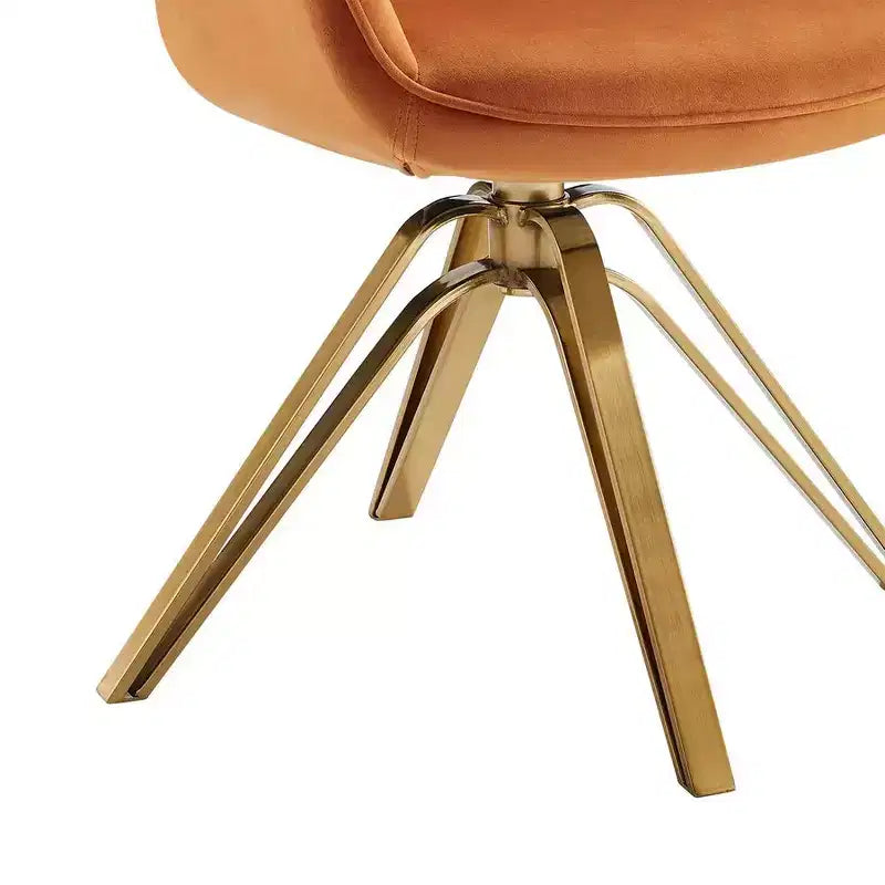 Fauteuil d'appoint pivotant à 360° HOMLUX Pyramid, style milieu de siècle, revêtu de velours confortable - Pieds plaqués or pour chambre, bureau, salle à manger