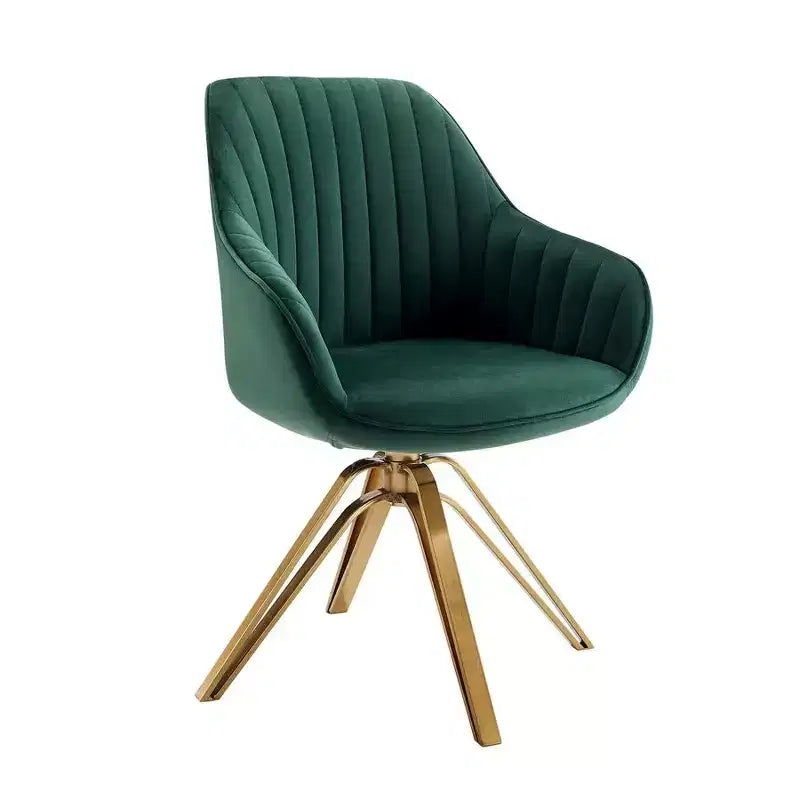 Fauteuil d'appoint pivotant à 360° HOMLUX Pyramid, style milieu de siècle, revêtu de velours confortable - Pieds plaqués or pour chambre, bureau, salle à manger