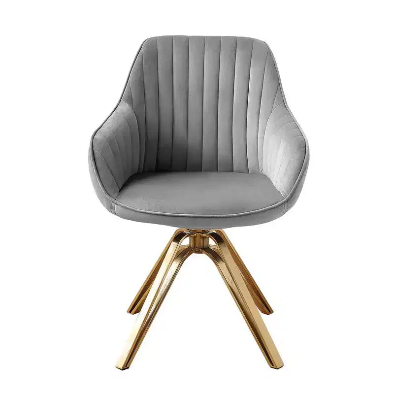 Fauteuil d'appoint pivotant à 360° HOMLUX Pyramid, style milieu de siècle, revêtu de velours confortable - Pieds plaqués or pour chambre, bureau, salle à manger