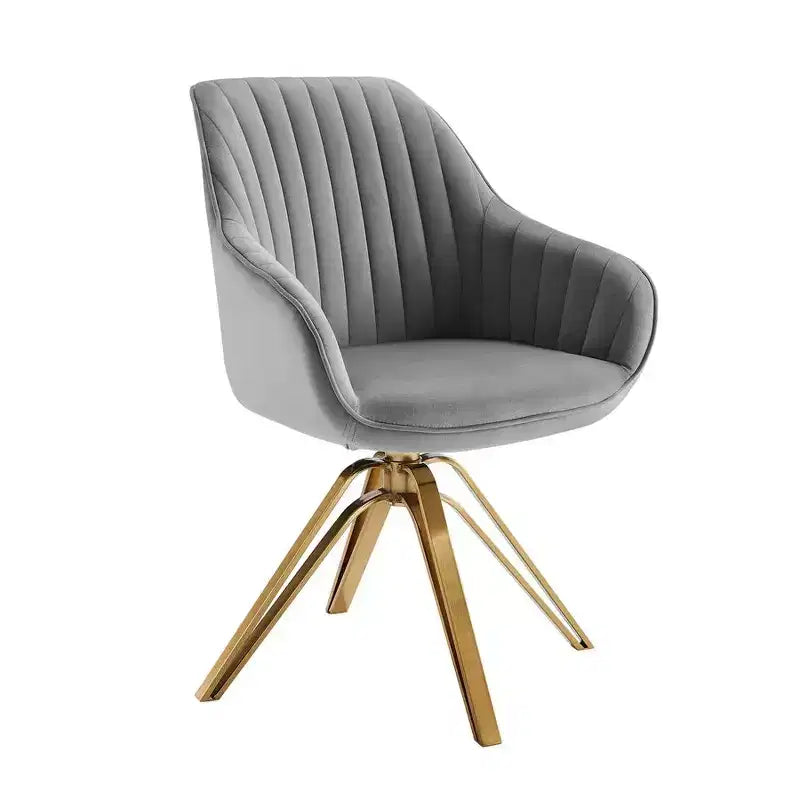 Fauteuil d'appoint pivotant à 360° HOMLUX Pyramid, style milieu de siècle, revêtu de velours confortable - Pieds plaqués or pour chambre, bureau, salle à manger