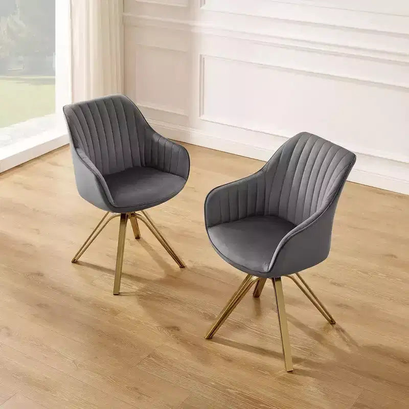 Fauteuil d'appoint pivotant à 360° HOMLUX Pyramid, style milieu de siècle, revêtu de velours confortable - Pieds plaqués or pour chambre, bureau, salle à manger