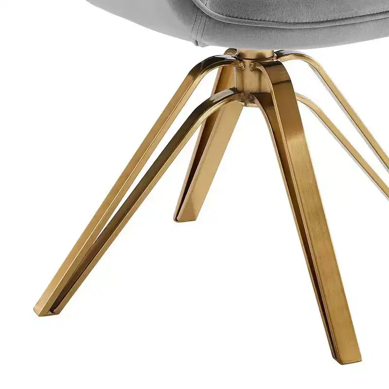 Fauteuil d'appoint pivotant à 360° HOMLUX Pyramid, style milieu de siècle, revêtu de velours confortable - Pieds plaqués or pour chambre, bureau, salle à manger