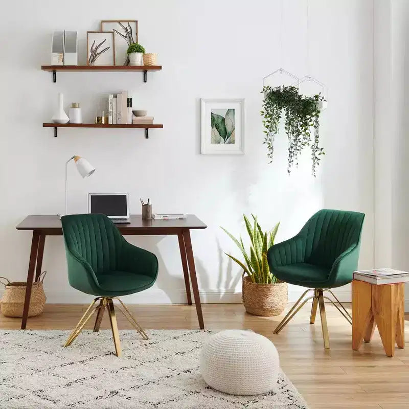 Fauteuil d'appoint pivotant à 360° HOMLUX Pyramid, style milieu de siècle, revêtu de velours confortable - Pieds plaqués or pour chambre, bureau, salle à manger