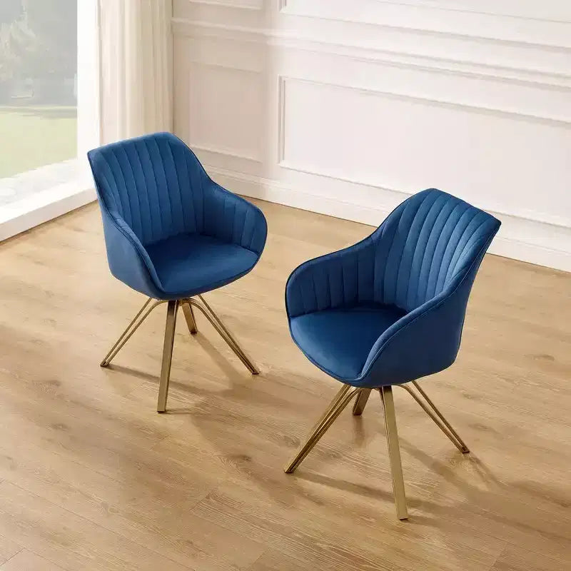 Fauteuil d'appoint pivotant à 360° HOMLUX Pyramid, style milieu de siècle, revêtu de velours confortable - Pieds plaqués or pour chambre, bureau, salle à manger